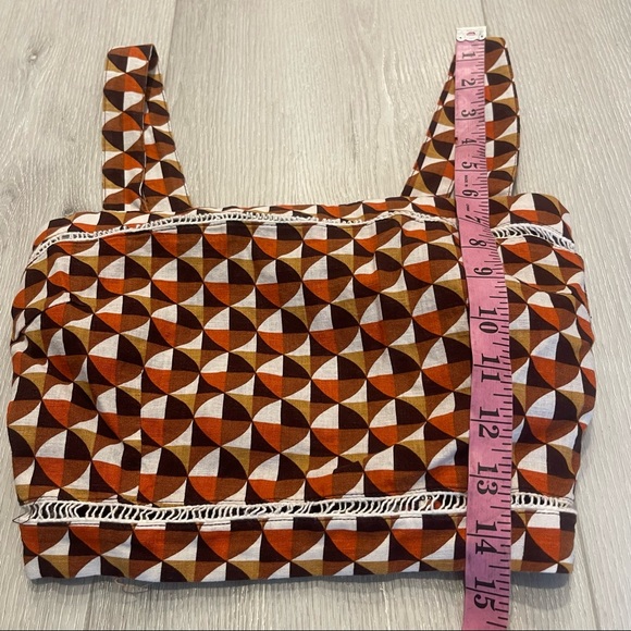 Forever21 Brown Aztec Sleeveless Thin Strap Cropped Tank Top Size Small - Picture 4 of 10